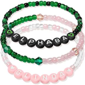 Elphaba Galinda Friendship Matching Bracelets: Rhinestone Crown Witch Hat Friendship Couples Matching Bracelets Christmas Valentine's Day Gifts for Fans Women Party Decorations