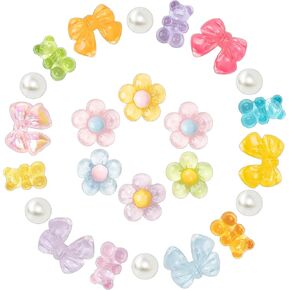 Cute Shoes Charms for Girls and Women - Beach Cute Cartoon Shoe Charms with Flower & Gummy Bear Designs, Perfect for Party, Birthday Gifts, Beach Outings and Daily Wear