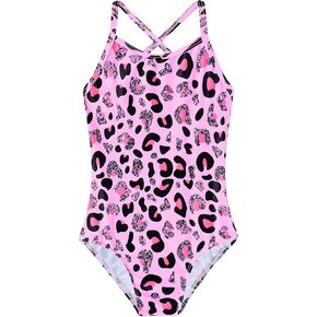 Girls Swimsuit One Piece Bathing Suit Quick Dry Beach Swimwear Cute Cross Shoulder Strap Swimming Suits 2-10 Years in Kuwait