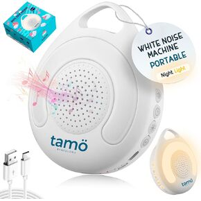 White Noise Machine Baby Portable Voice Recorder Night Light LED Warm Sounds 30 Calming Sleep Options USB-C Rechargeable Travel Clip Stroller Ideal Gift Newborn Infant Shower Nursery