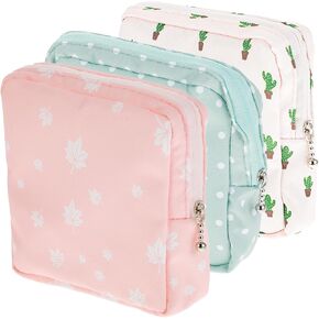 Period Bag 3Pcs Sanitary Napkin Storage Kit Small Tampon Feminine Period Care Product Holder Menstrual Products Hygiene Pack Cute Pads Portable Organizer Purse for Women
