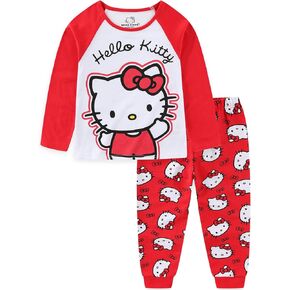 Hello Kitty Sanrio Girls 2 Piece Long Sleeve Shirt and Pants Set for Toddler and Big Kids
