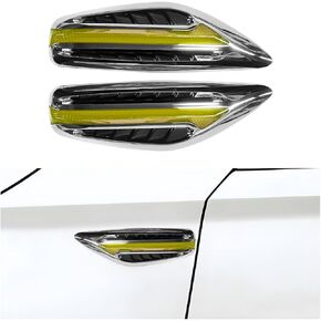 2 PCS Car Hood Vent Trim, Waterproof Stylish Vehicle Air Flow Fender Side Vent Decor Sticker, Durable Car Air Flow Intake Hole Stickers, Car Exterior Decorative Accessories (White)
