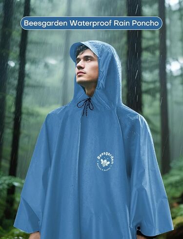 Waterproof Rain Poncho for Men and Women, Lightweight Waterproof Rain Jackets with Hood, 3-in-1 Multifunctional Foldable Protective Blanket, Shelter Tarpaulin for Outdoors, Camping, Hiking in Kuwait