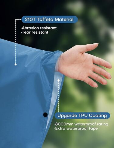 Waterproof Rain Poncho for Men and Women, Lightweight Waterproof Rain Jackets with Hood, 3-in-1 Multifunctional Foldable Protective Blanket, Shelter Tarpaulin for Outdoors, Camping, Hiking in Kuwait