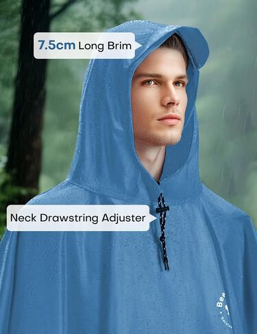 Waterproof Rain Poncho for Men and Women, Lightweight Waterproof Rain Jackets with Hood, 3-in-1 Multifunctional Foldable Protective Blanket, Shelter Tarpaulin for Outdoors, Camping, Hiking in Kuwait