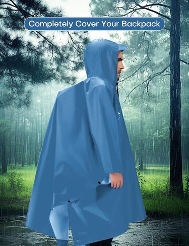Waterproof Rain Poncho for Men and Women, Lightweight Waterproof Rain Jackets with Hood, 3-in-1 Multifunctional Foldable Protective Blanket, Shelter Tarpaulin for Outdoors, Camping, Hiking in Kuwait