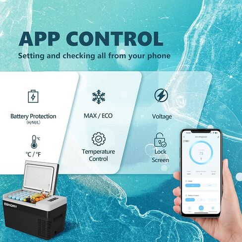 EUHOMY 12 Volt Refrigerator, 11 Quart (10L) Compressor Electric Cooler APP Control, Car Fridge 12/24V DC & 120-240V AC, Car Refrigerator -4℉~68℉, Portable Freezer for RV, Travel, Camping in Saudi Arabia