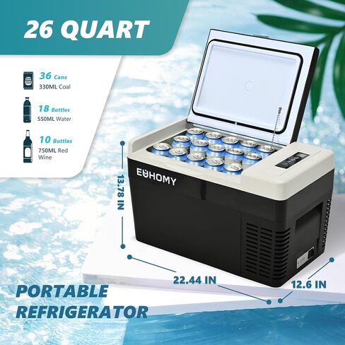 EUHOMY 12 Volt Refrigerator, 11 Quart (10L) Compressor Electric Cooler APP Control, Car Fridge 12/24V DC & 120-240V AC, Car Refrigerator -4℉~68℉, Portable Freezer for RV, Travel, Camping in Saudi Arabia