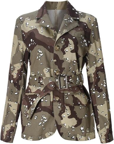 Women 2024 Fall Winter Oversized Camo Jean Blazer Jacket Long Sleeve Camouflage Denim Tops Fashion Trench Coats in Saudi Arabia