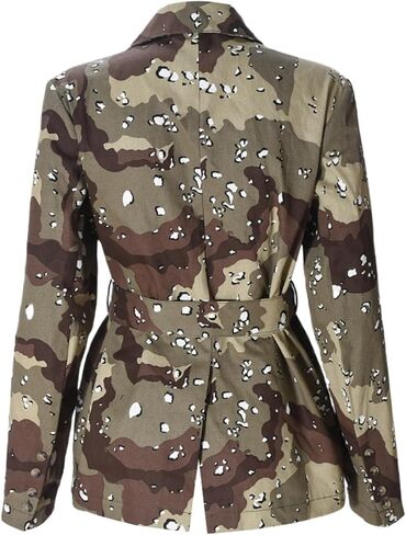 Women 2024 Fall Winter Oversized Camo Jean Blazer Jacket Long Sleeve Camouflage Denim Tops Fashion Trench Coats in Saudi Arabia