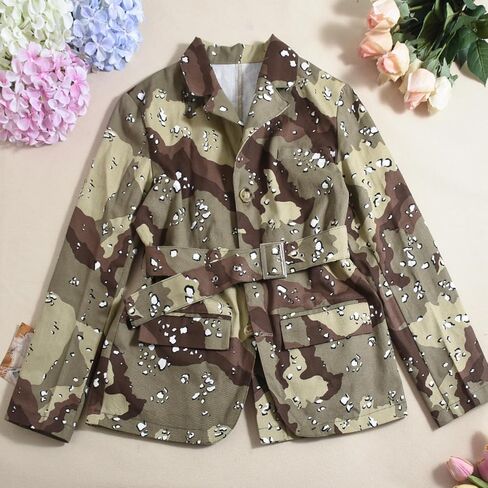 Women 2024 Fall Winter Oversized Camo Jean Blazer Jacket Long Sleeve Camouflage Denim Tops Fashion Trench Coats in Saudi Arabia
