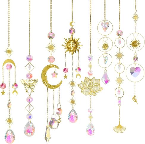 Colorful Crystal Suncatcher,Stylifeo 8Pcs Prism Sun Catcher with Chain and Hook for Windows Hanging Decor Rainbow Maker Pendant Ornament in Saudi Arabia