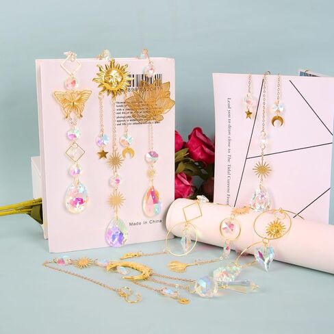 Colorful Crystal Suncatcher,Stylifeo 8Pcs Prism Sun Catcher with Chain and Hook for Windows Hanging Decor Rainbow Maker Pendant Ornament in Saudi Arabia