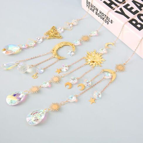Colorful Crystal Suncatcher,Stylifeo 8Pcs Prism Sun Catcher with Chain and Hook for Windows Hanging Decor Rainbow Maker Pendant Ornament in Saudi Arabia