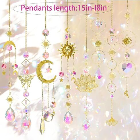 Colorful Crystal Suncatcher,Stylifeo 8Pcs Prism Sun Catcher with Chain and Hook for Windows Hanging Decor Rainbow Maker Pendant Ornament in Saudi Arabia