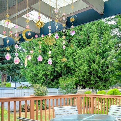 Colorful Crystal Suncatcher,Stylifeo 8Pcs Prism Sun Catcher with Chain and Hook for Windows Hanging Decor Rainbow Maker Pendant Ornament in Saudi Arabia