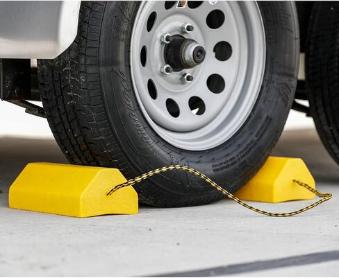 Buyers Products WC9642Y Yellow Small Wheel Chock Set, Lightweight Composite Construction, 32.75 Inch Rope, Ideal for Vehicle Maintenance and Storage, Aviation and Tractors in Saudi Arabia