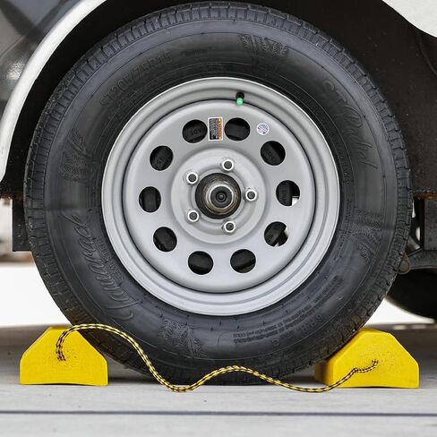 Buyers Products WC9642Y Yellow Small Wheel Chock Set, Lightweight Composite Construction, 32.75 Inch Rope, Ideal for Vehicle Maintenance and Storage, Aviation and Tractors in Saudi Arabia