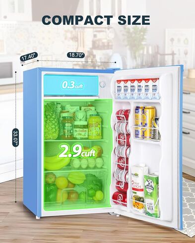 Upstreman 3.2 Cu.Ft Mini Fridge with Freezer, Single Door Mini Fridge, Adjustable Thermostat, Mini Refrigerator for Dorm, Office, Bedroom, Black-BR321 in Kuwait