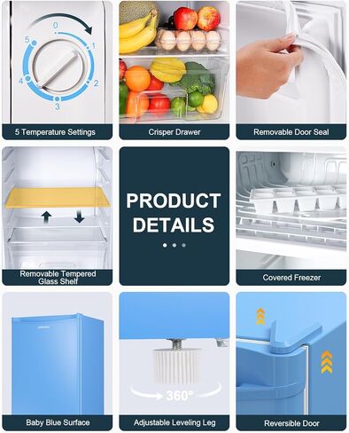 Upstreman 3.2 Cu.Ft Mini Fridge with Freezer, Single Door Mini Fridge, Adjustable Thermostat, Mini Refrigerator for Dorm, Office, Bedroom, Black-BR321 in Kuwait