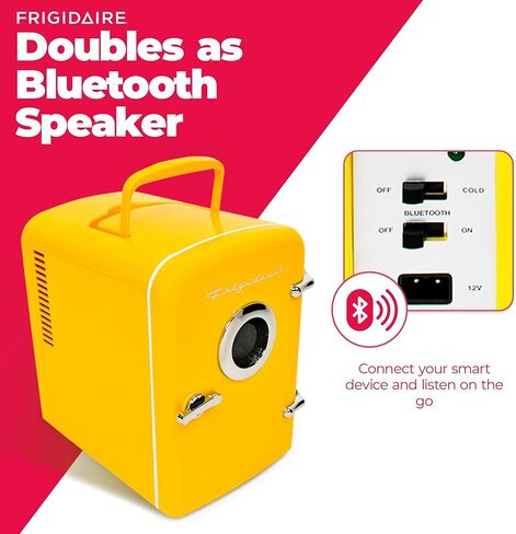 فريجيدير EFMIS151-PINK EFMIS151 ثلاجة صغيرة محمولة صغيرة الحجم ومدمجة في المنزل والمكتب ومكبر صوت مدمج، سعة 4 لتر، قشعريرة ست علب سعة 12 أونصة، 100% خالية من الفريون وصديقة للبيئة، قياسي، وردي in Kuwait