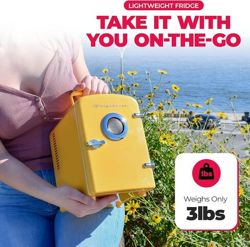 فريجيدير EFMIS151-PINK EFMIS151 ثلاجة صغيرة محمولة صغيرة الحجم ومدمجة في المنزل والمكتب ومكبر صوت مدمج، سعة 4 لتر، قشعريرة ست علب سعة 12 أونصة، 100% خالية من الفريون وصديقة للبيئة، قياسي، وردي in Kuwait