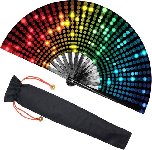 Zoleee Large Rave Clack Fan for Line Dancing - Boots on the Ground Proping Hand Fan - لـ EDM ، مهرجان الموسيقى ، ومضات ساخنة ، حدث ، حفلة ، رقص ، ديكورات ، هدية (Bling Round) in Kuwait