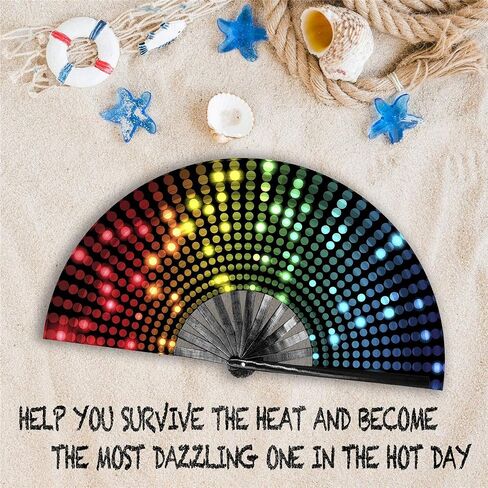 Zoleee Large Rave Clack Fan for Line Dancing - Boots on the Ground Proping Hand Fan - لـ EDM ، مهرجان الموسيقى ، ومضات ساخنة ، حدث ، حفلة ، رقص ، ديكورات ، هدية (Bling Round) in Kuwait