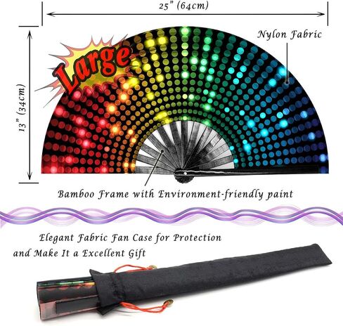 Zoleee Large Rave Clack Fan for Line Dancing - Boots on the Ground Proping Hand Fan - لـ EDM ، مهرجان الموسيقى ، ومضات ساخنة ، حدث ، حفلة ، رقص ، ديكورات ، هدية (Bling Round) in Kuwait
