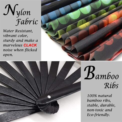 Zoleee Large Rave Clack Fan for Line Dancing - Boots on the Ground Proping Hand Fan - لـ EDM ، مهرجان الموسيقى ، ومضات ساخنة ، حدث ، حفلة ، رقص ، ديكورات ، هدية (Bling Round) in Kuwait
