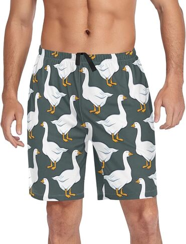 vvfelixl Men's Pajama Shorts Cure White Geese Sleep Shorts for Men Pajama Bottom Pants with Drawstring & Pockets S in Saudi Arabia