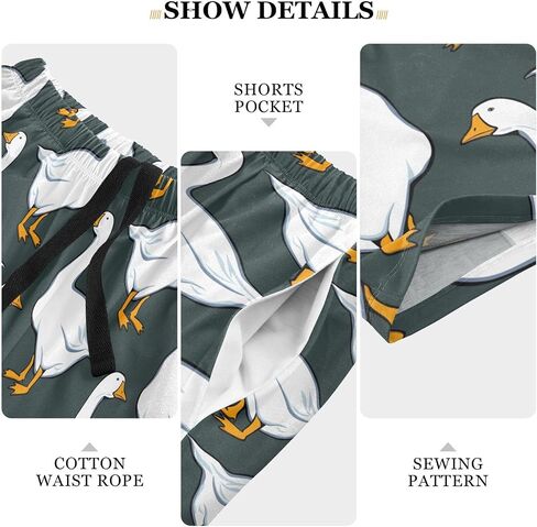 vvfelixl Men's Pajama Shorts Cure White Geese Sleep Shorts for Men Pajama Bottom Pants with Drawstring & Pockets S in Saudi Arabia