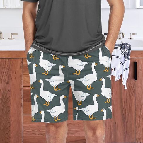 vvfelixl Men's Pajama Shorts Cure White Geese Sleep Shorts for Men Pajama Bottom Pants with Drawstring & Pockets S in Saudi Arabia