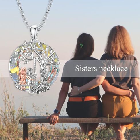 TOUPOP Sister Gifts from Sister 925 Sterling Silver Tree of Life Sisters Necklace Crystal Jewelry Birthday Christmas Gifts for Women Daughter Friends in Kuwait