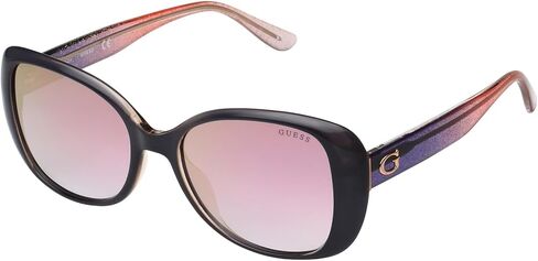 GUESS Women's Classic Square Sunglasses, Shiny Black, 54/17/140 in Saudi Arabia