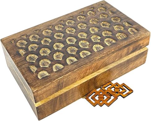 Handmade Wood Keepsake Box Jewellery Organiser Unique Gift Ideas for Men & Women Decorative Multipurpose Travel Storage Box (5 x 3 x 2 inch - Brown) in Kuwait