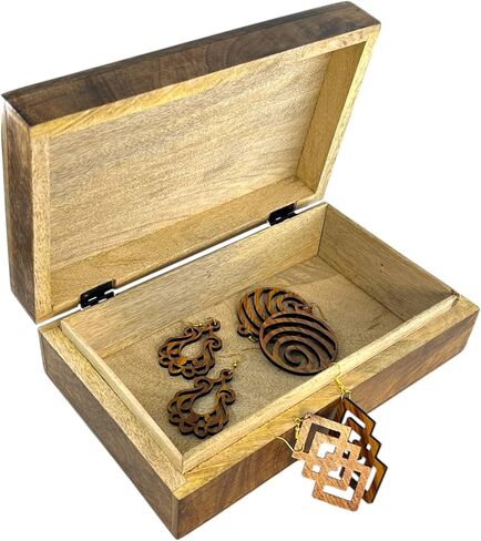 Handmade Wood Keepsake Box Jewellery Organiser Unique Gift Ideas for Men & Women Decorative Multipurpose Travel Storage Box (5 x 3 x 2 inch - Brown) in Kuwait