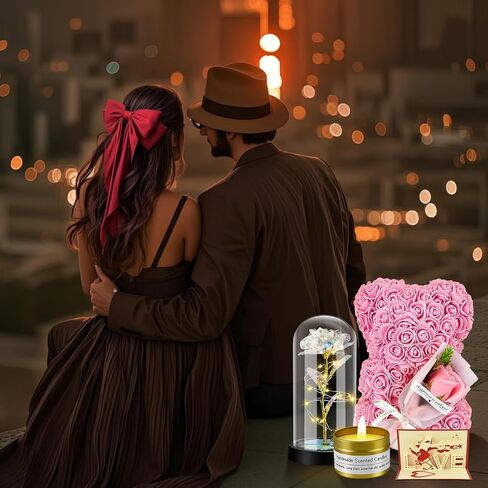 jibeufi 6 في 1 هدايا رومانسية لها ، هدايا عيد ميلاد زهرة روز لدب الصديقة امرأة أمي الابنة ، هدايا الزفاف ، تيدي بير للنساء (الورود الأحمر) in Kuwait