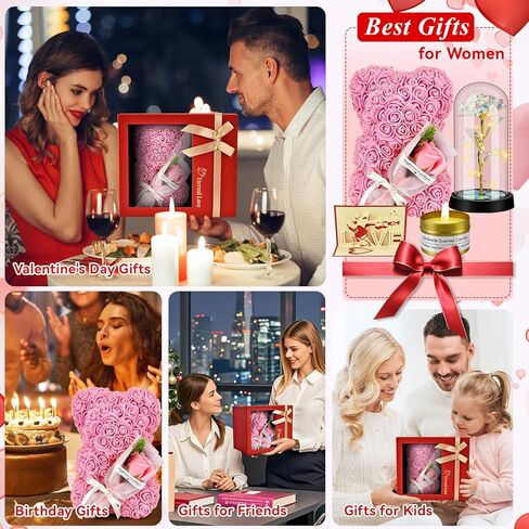 jibeufi 6 في 1 هدايا رومانسية لها ، هدايا عيد ميلاد زهرة روز لدب الصديقة امرأة أمي الابنة ، هدايا الزفاف ، تيدي بير للنساء (الورود الأحمر) in Kuwait