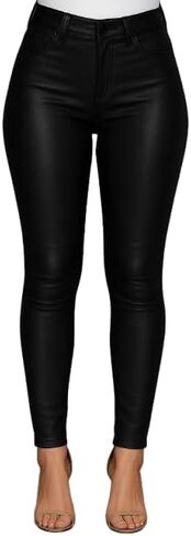 Women’s High-Waist PU Leather Leggings – Stretchy Faux Leather Pants for Club, Casual, or Night Out in Saudi Arabia