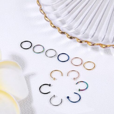 ZS 20G Stainless Steel Nose Rings for Women, Cute Heart L Shape Nose Stud Nose Hoops Ring, CZ Moon Flower Nose Piercing Jewelry Nostril Rings Set in Saudi Arabia