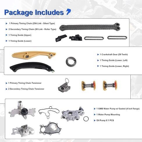 Timing Chain Kit with Water Pump Oil Pump for 2011-2017 Ford F-150 Edge Explorer Expedition Mustang, Fits 3.5L V6 DOHC Engine, and for 2016 Ford Police 3.7L, for 2015-2017 Lincoln Navigator 3.5L in Kuwait