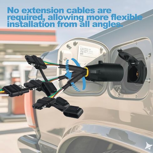 Premium 7 Pin to 4 Pin Trailer Adapter ， محول توصيل مقطورة للعزل المائي 7 دبوس جولة إلى 4 دبوس مسطح ， 11.6 بوصة 7 جولة إلى 4 دبوس موصل الأسلاك يوفر تثبيت أكثر مرونة in Saudi Arabia