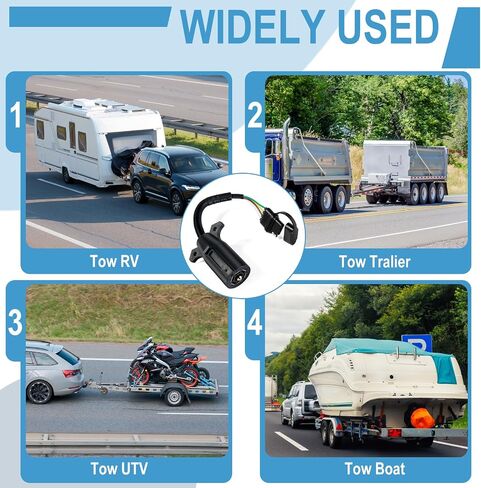 Premium 7 Pin to 4 Pin Trailer Adapter ， محول توصيل مقطورة للعزل المائي 7 دبوس جولة إلى 4 دبوس مسطح ， 11.6 بوصة 7 جولة إلى 4 دبوس موصل الأسلاك يوفر تثبيت أكثر مرونة in Saudi Arabia