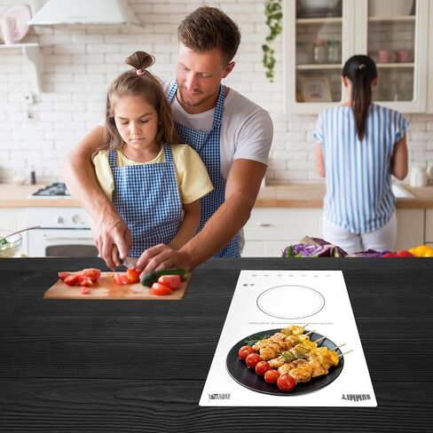 Summit Appliance CR2B23T4W Two-Burner 230V Radiant Cooktop in Smooth White Ceramic Schott Glass Surface with Digital Touch Controls, 9 Power Levels, Residual Heat Indicator Lights in Saudi Arabia