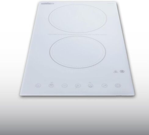 Summit Appliance CR2B23T4W Two-Burner 230V Radiant Cooktop in Smooth White Ceramic Schott Glass Surface with Digital Touch Controls, 9 Power Levels, Residual Heat Indicator Lights in Saudi Arabia