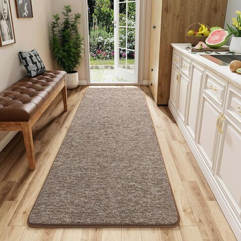 AROGAN Washable 2x6 Runner Rug for Hallway, Long Runner Rugs wtih Soft Memory Foam for Bedroom, Non Slip Backing Carpet Runners for Hallways, Kitchen, Bathroom, Entryway Home Decor, Matte Brown in Saudi Arabia