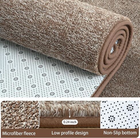 AROGAN Washable 2x6 Runner Rug for Hallway, Long Runner Rugs wtih Soft Memory Foam for Bedroom, Non Slip Backing Carpet Runners for Hallways, Kitchen, Bathroom, Entryway Home Decor, Matte Brown in Saudi Arabia