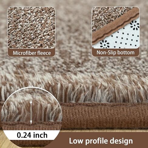 AROGAN Washable 2x6 Runner Rug for Hallway, Long Runner Rugs wtih Soft Memory Foam for Bedroom, Non Slip Backing Carpet Runners for Hallways, Kitchen, Bathroom, Entryway Home Decor, Matte Brown in Saudi Arabia